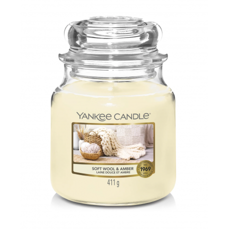 Yankee Candle Soft Wool & Amber Bougies Parfumées en Jarres